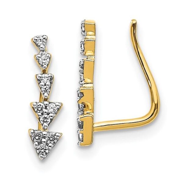 10K Yellow Gold Diamond Ear Climber Earrings,All Products : American Fashion Style Bags On Sale